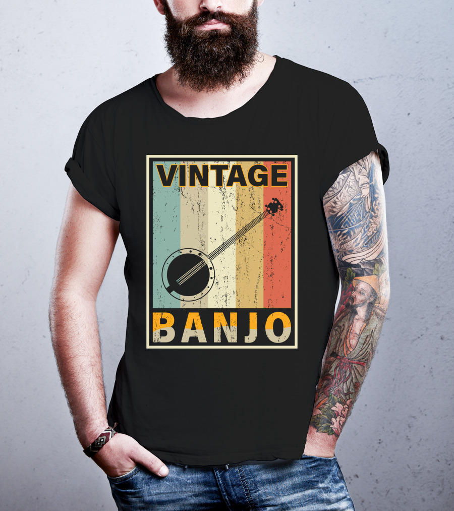Vintage Banjo Retro Stripes T-Shirt