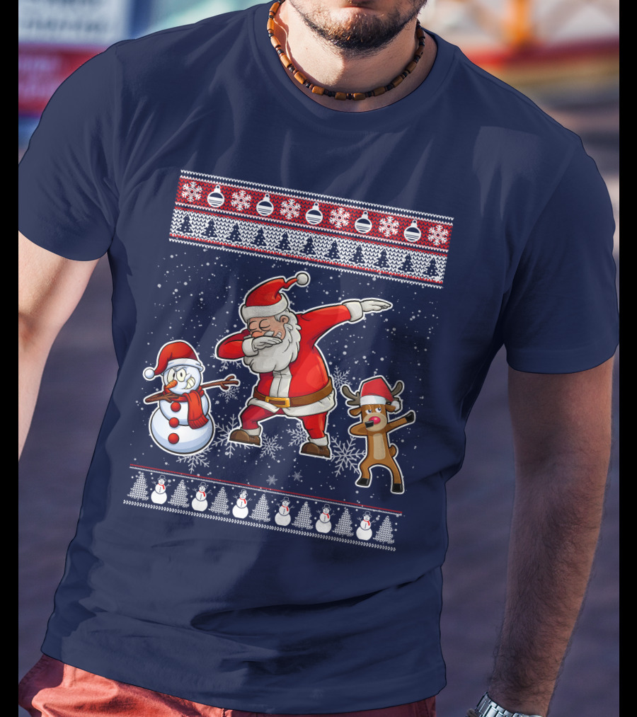 Santa Dabbing Santa Claus Snowman Reindeer Christmas Dabing T-Shirt