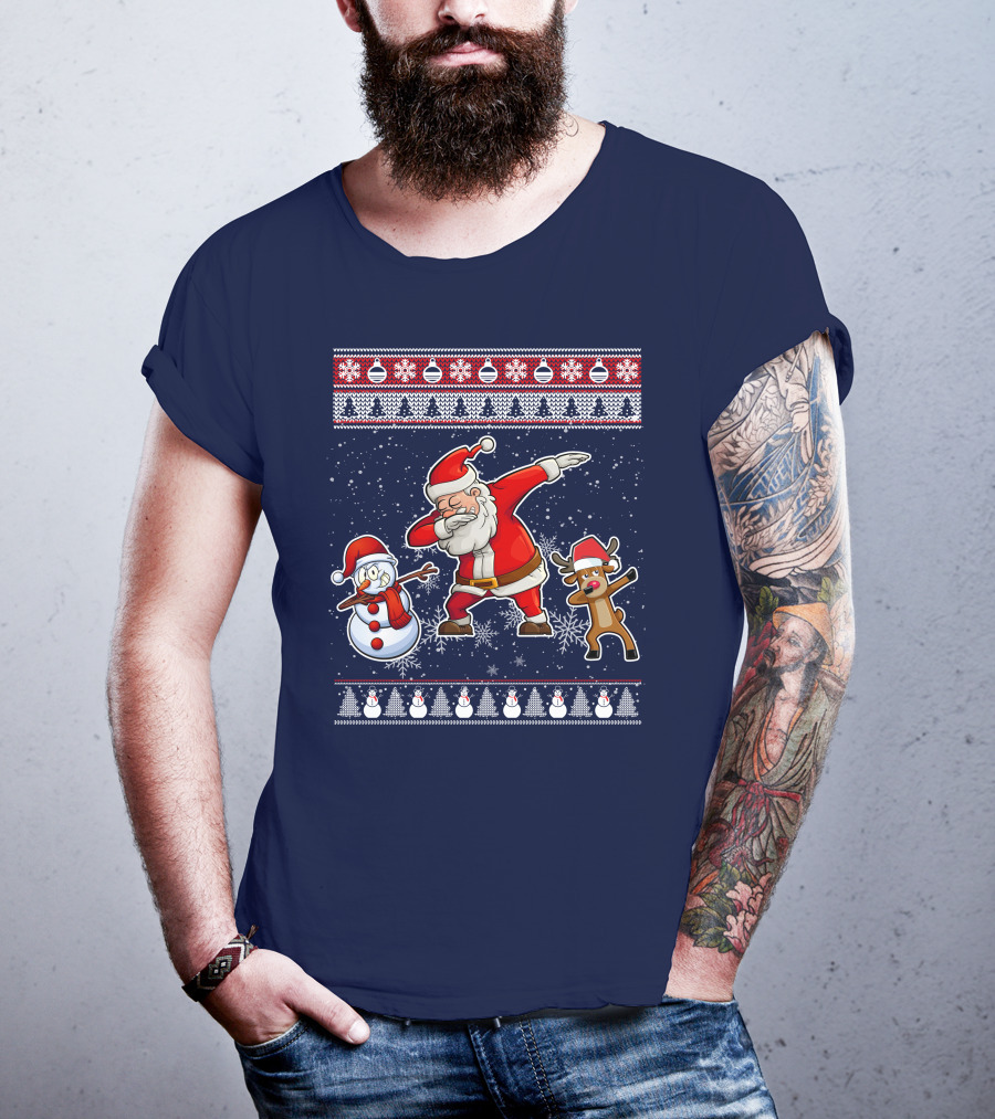 Santa Dabbing Santa Claus Snowman Reindeer Christmas Dabing T-Shirt
