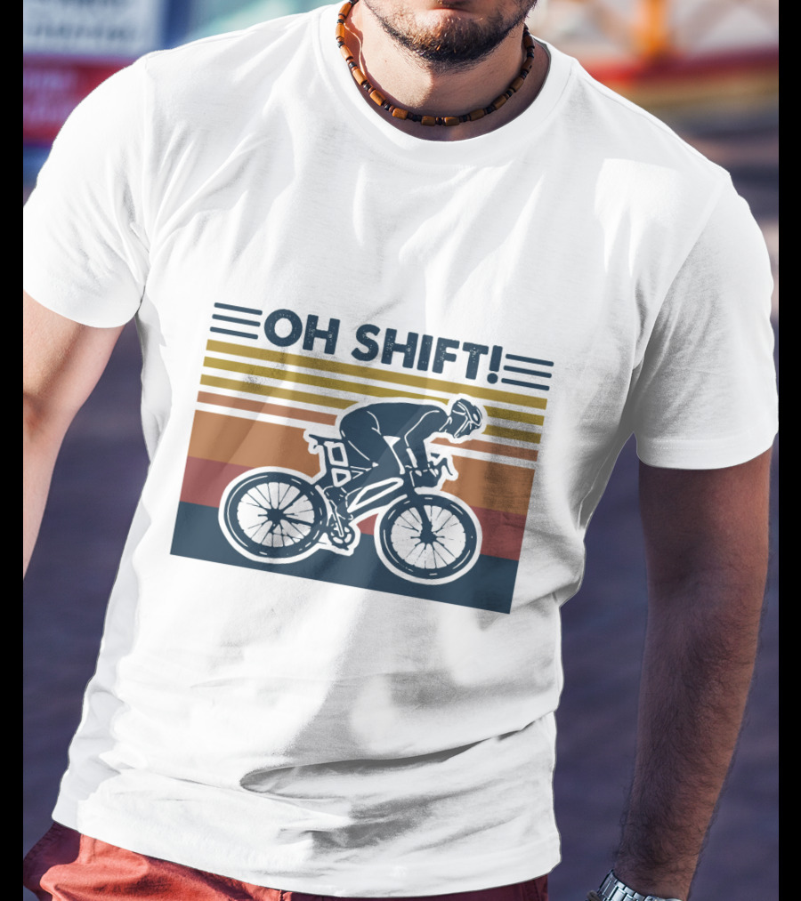 Oh Shift Cycling Retro Stripes T-Shirt