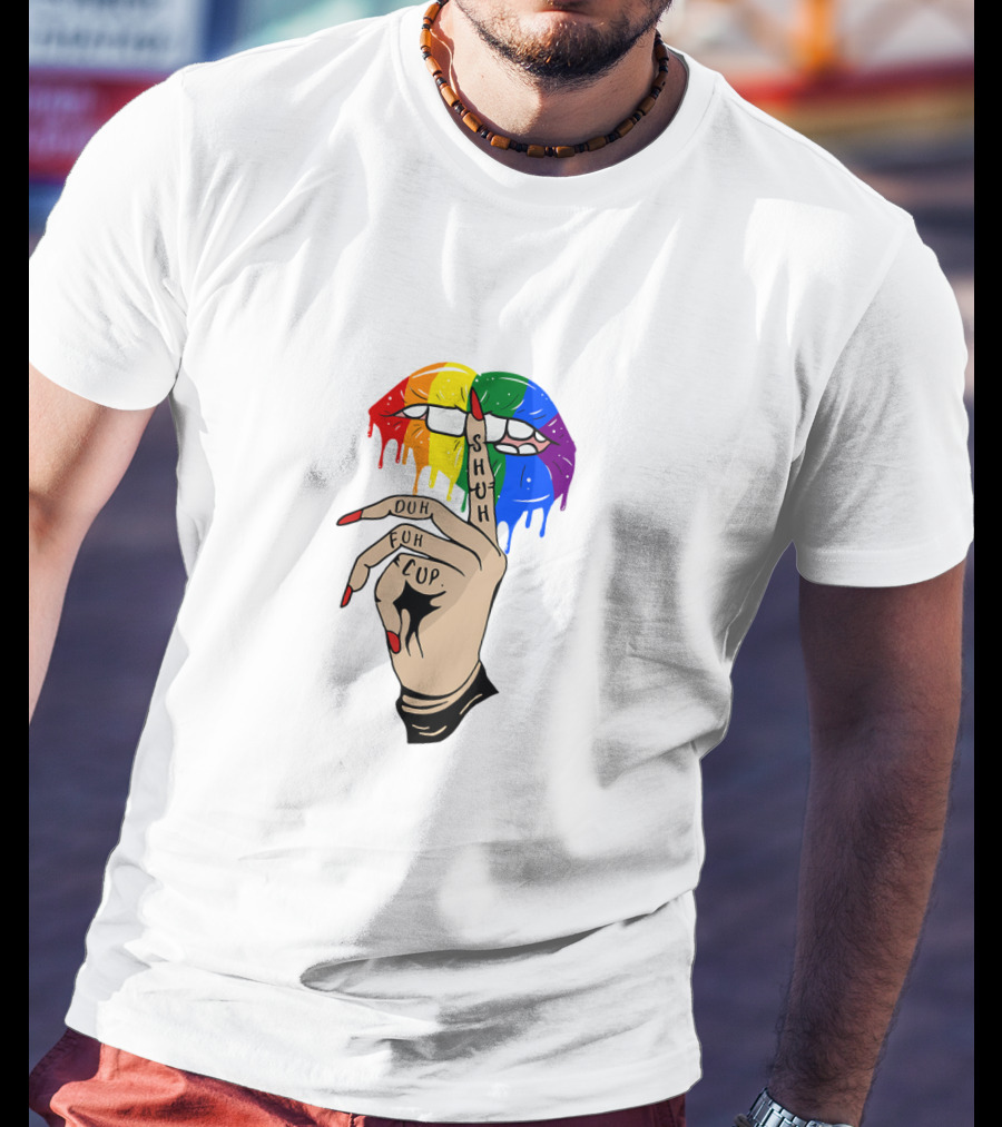 Shuh Duh Fuh Cup Lips Rainbow Dripping Lips T-Shirt