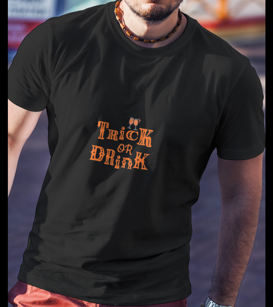 Trick Or Drink Halloween Celebration With Clinking Glasses T-Shirt