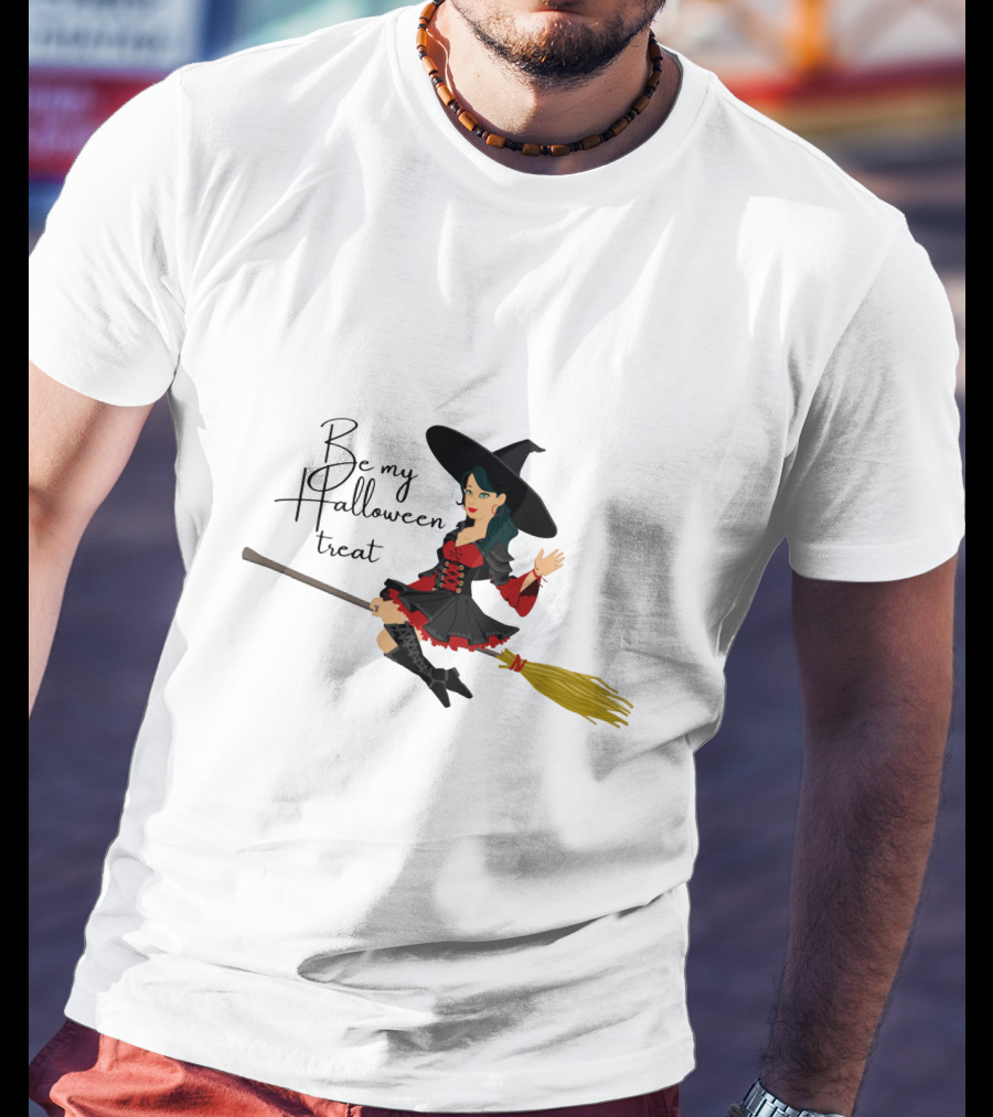 Be My Halloween Treat Witch On Broomstick T-Shirt