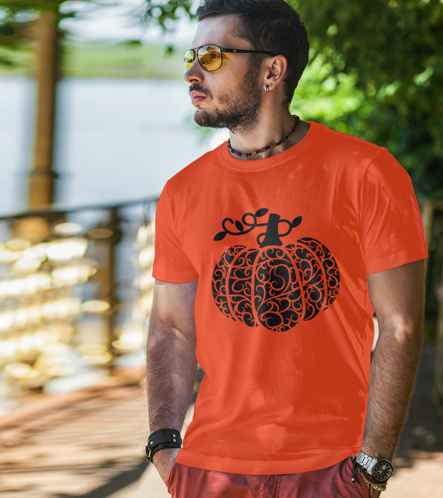 Fall Pumpkin Swirly Pumpkin Women Cute Fall T-Shirt