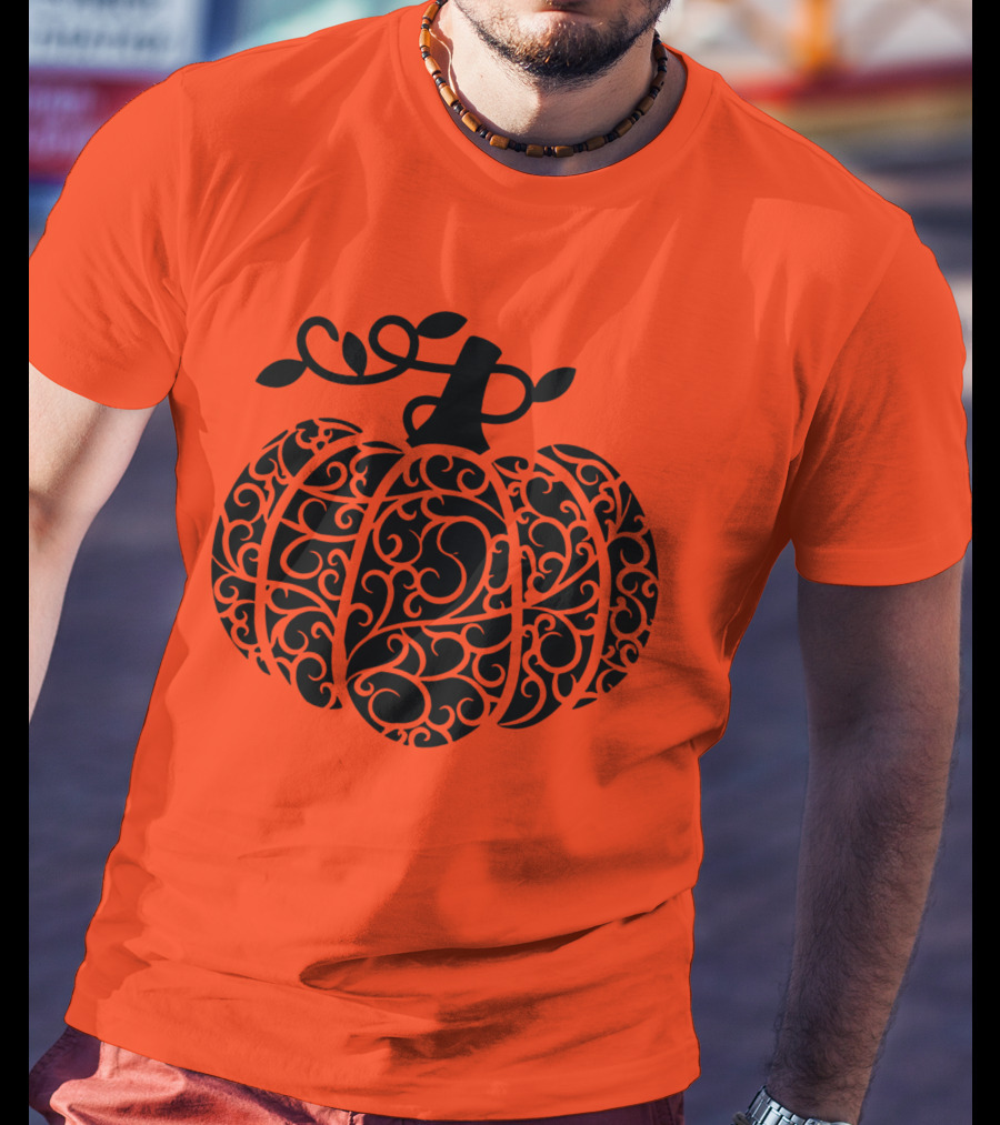 Fall Pumpkin Swirly Pumpkin Women Cute Fall T-Shirt