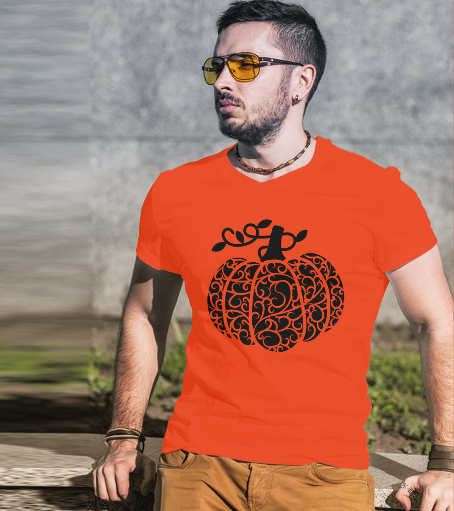 Fall Pumpkin Swirly Pumpkin Women Cute Fall T-Shirt