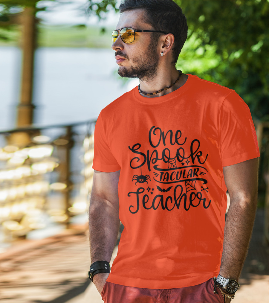 One Spooktacular Teacher Halloween Spider And Bat T-Shirt