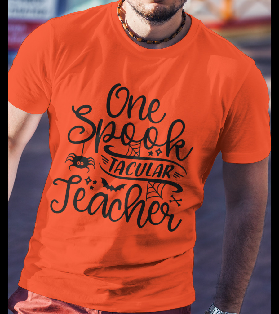One Spooktacular Teacher Halloween Spider And Bat T-Shirt