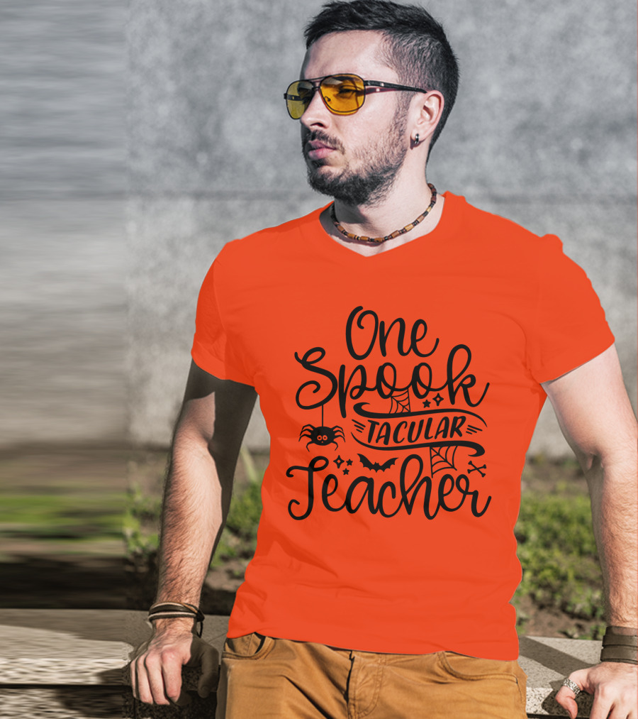 One Spooktacular Teacher Halloween Spider And Bat T-Shirt