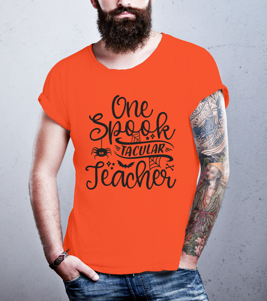 One Spooktacular Teacher Halloween Spider And Bat T-Shirt