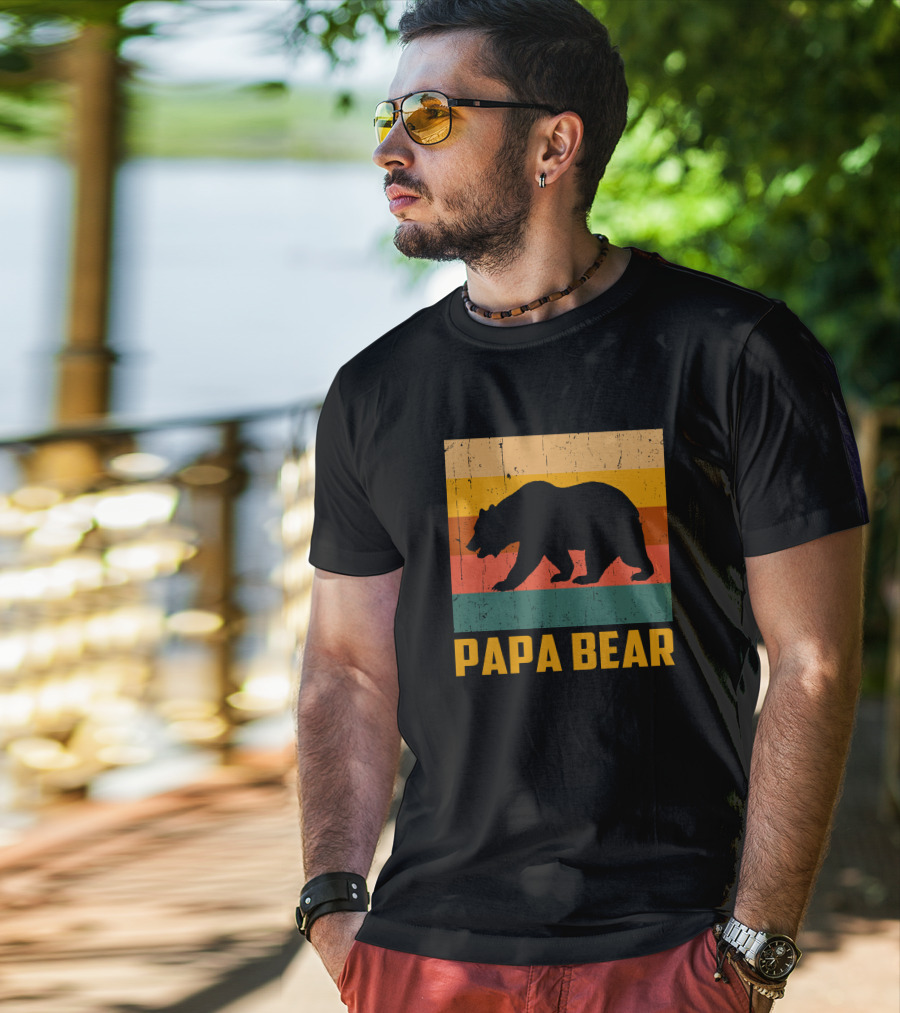Papa Bear Dad Vintage Retro Bear T-Shirt