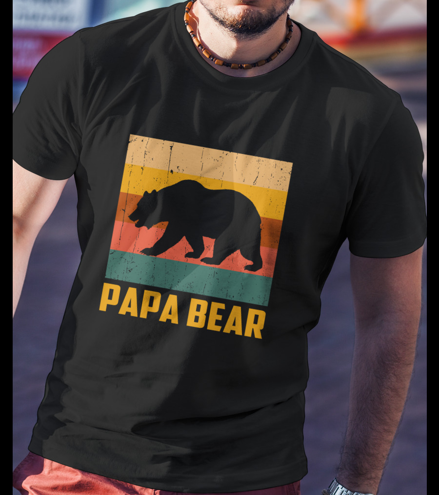 Papa Bear Dad Vintage Retro Bear T-Shirt