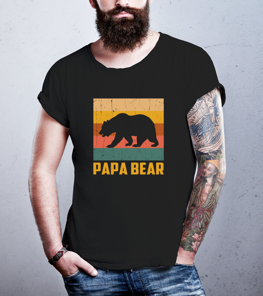 Papa Bear Dad Vintage Retro Bear T-Shirt