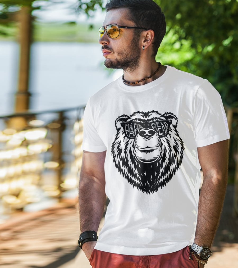 Papa Bear Sunglasses Daddy Bear T-Shirt