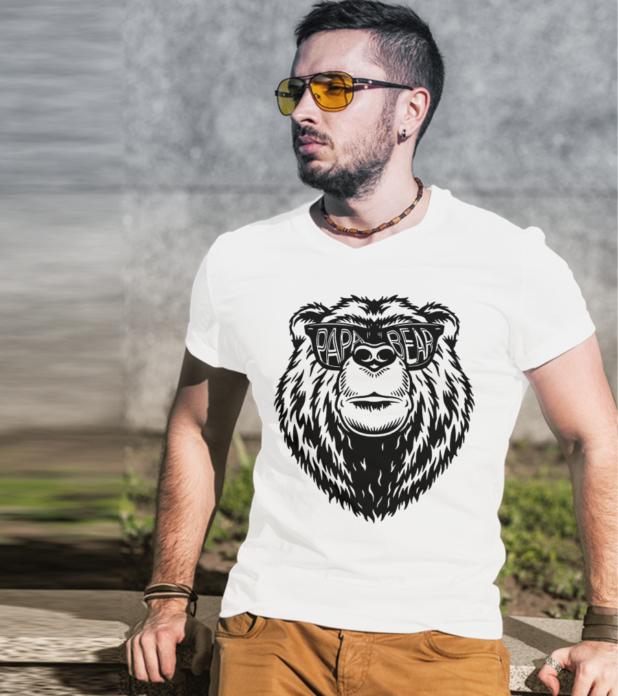 Papa Bear Sunglasses Daddy Bear T-Shirt