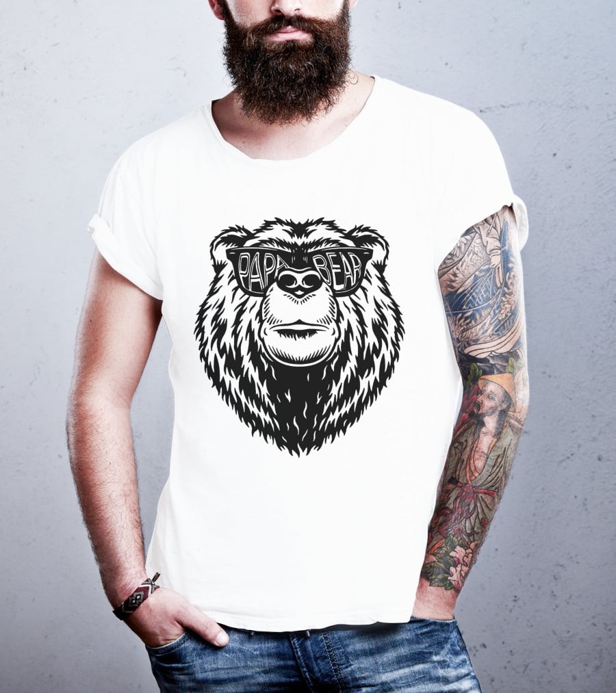 Papa Bear Sunglasses Daddy Bear T-Shirt