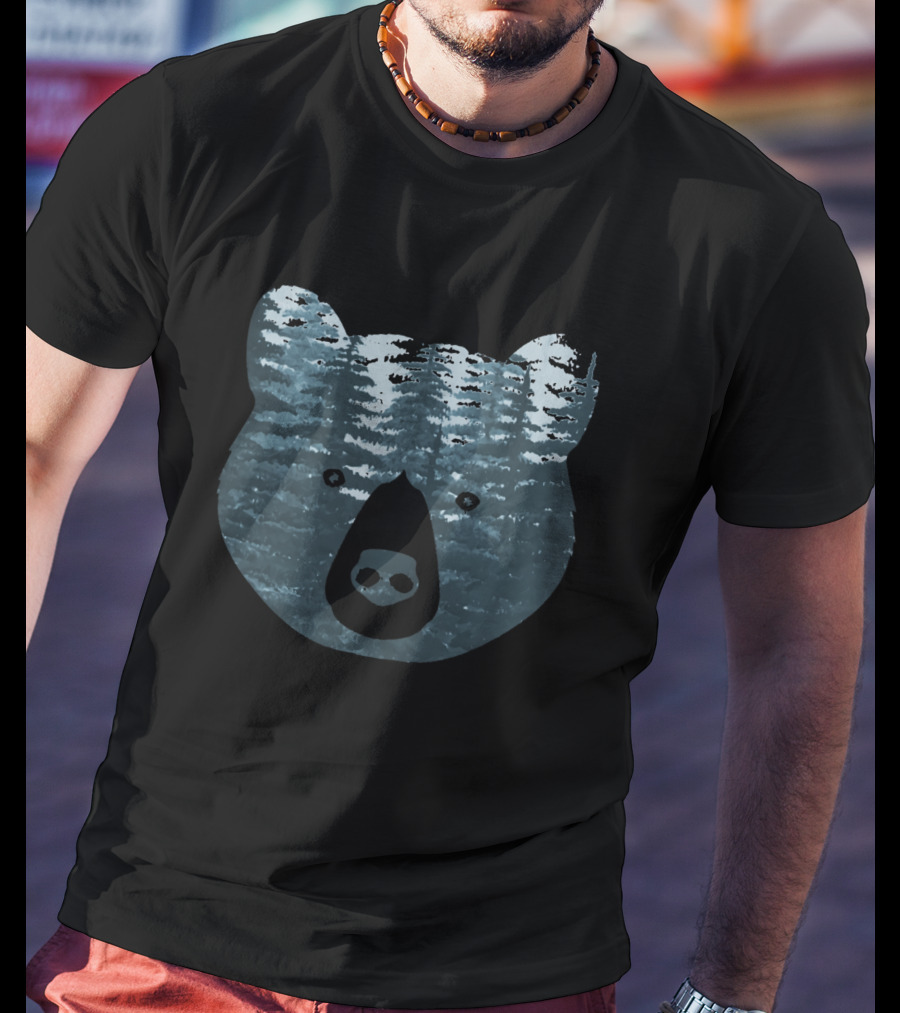 Bear Face Tree Texture Forest T-Shirt