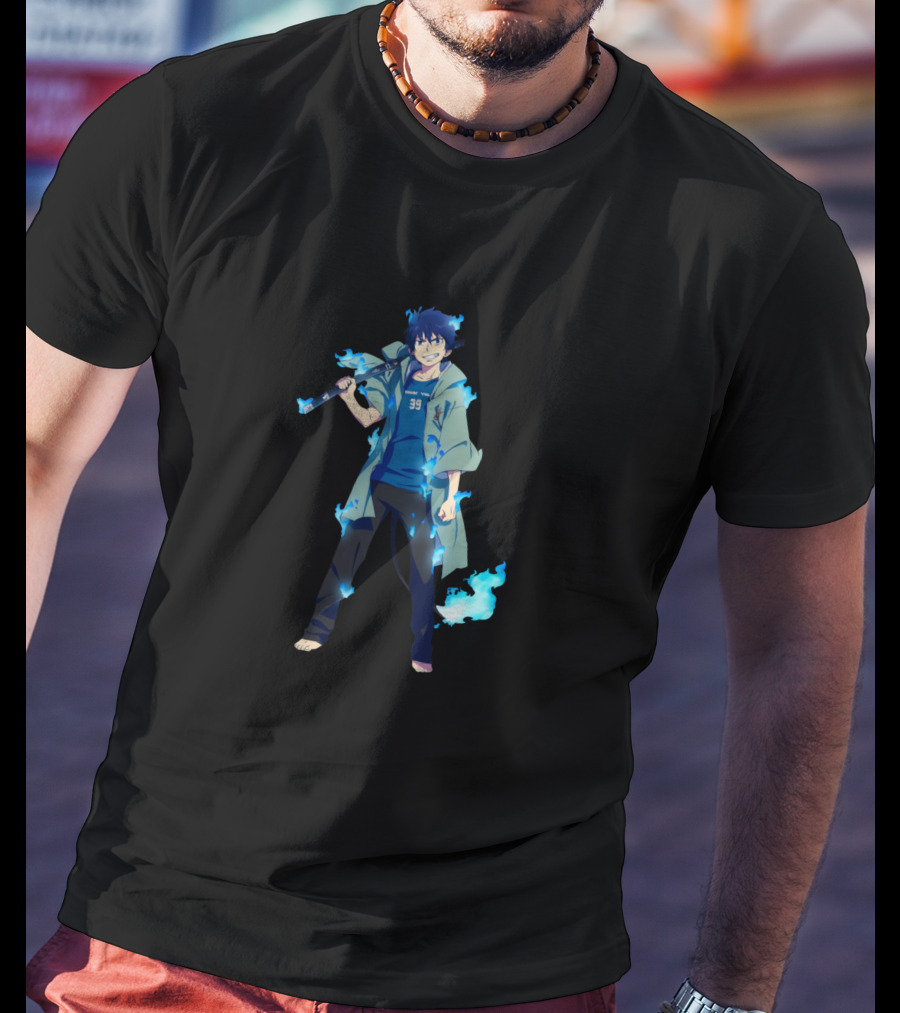 Blue Flames Anime Character With Number 39 T-Shirt