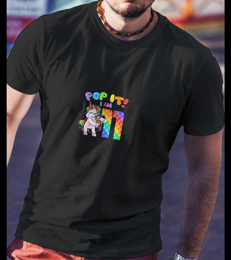 Pop It I Am 11 Year Old Unicorn Flossing Birthday Party T-Shirt