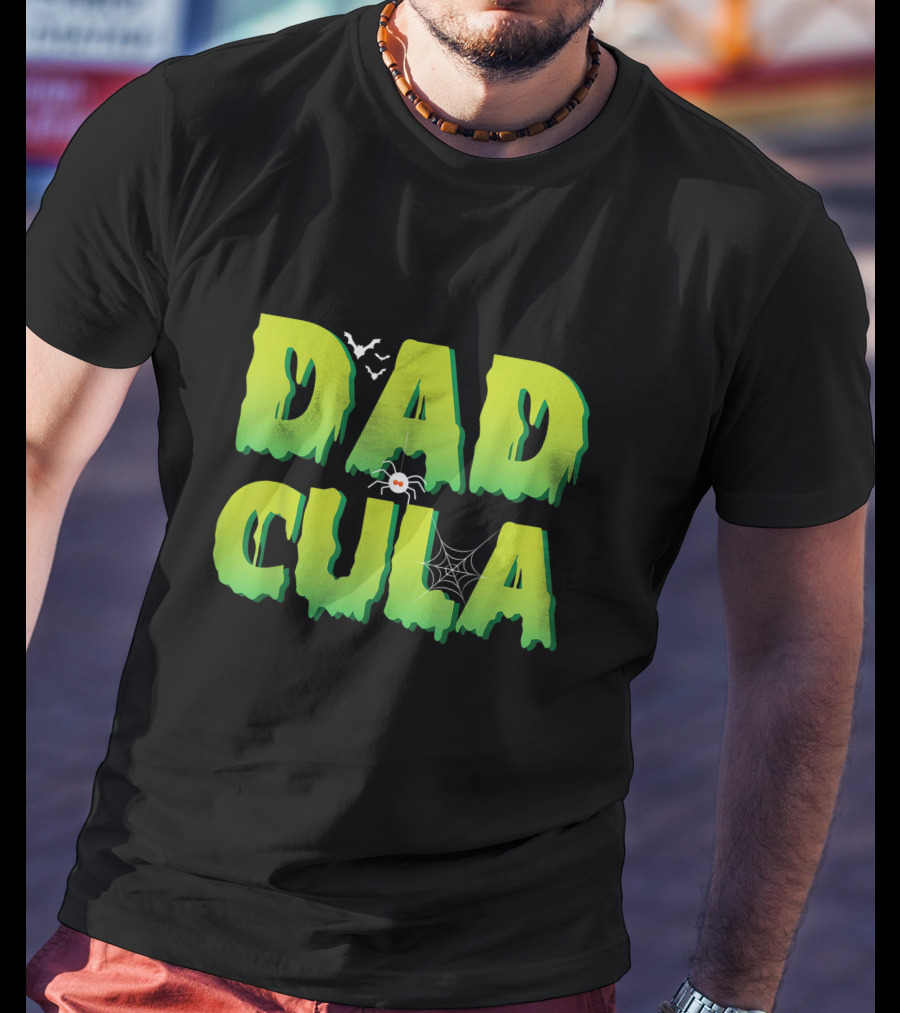 Dadcula Funny Halloween Dad Costume With Spider And Bat Graphics T-Shirt