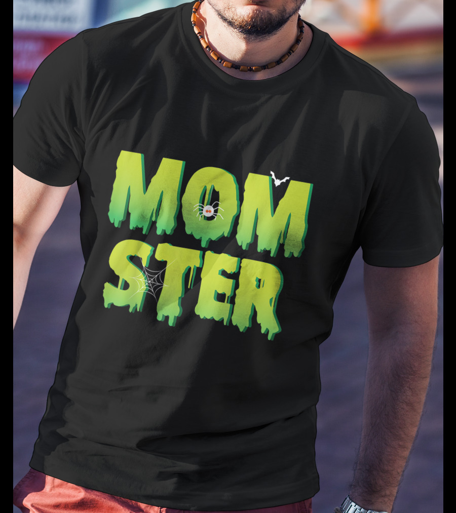 Funny Momster Halloween Costume With Spider And Bat Elements T-Shirt