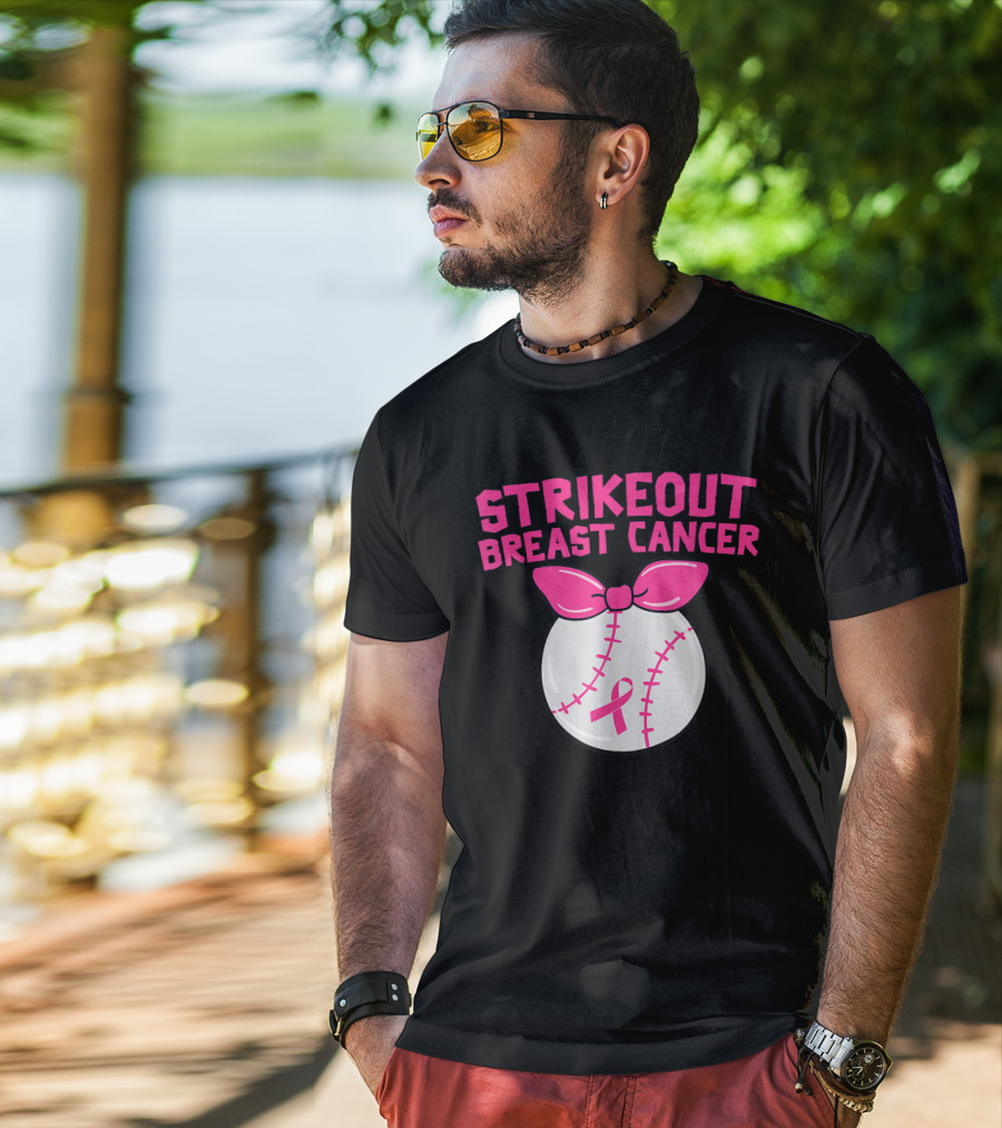 Strikeout Breast Cancer Awareness Baseball Pink T-Shirt