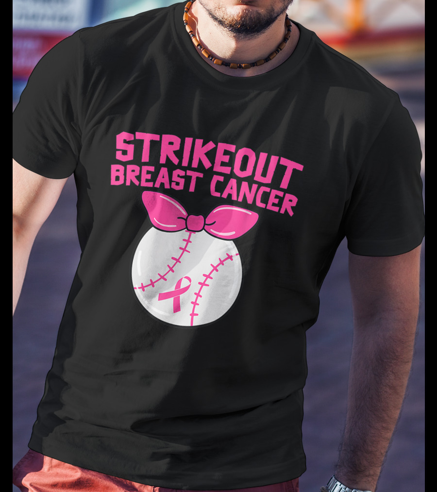 Strikeout Breast Cancer Awareness Baseball Pink T-Shirt
