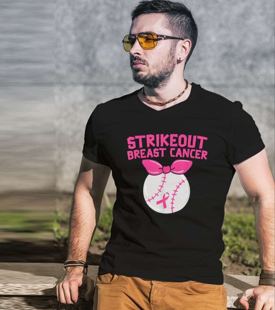 Strikeout Breast Cancer Awareness Baseball Pink T-Shirt