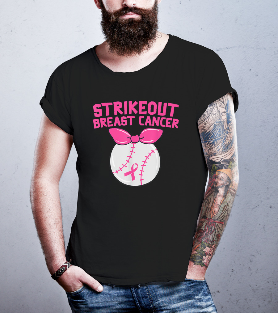 Strikeout Breast Cancer Awareness Baseball Pink T-Shirt