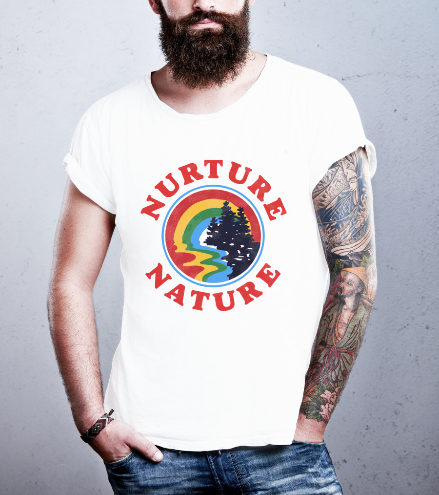 Nurture Nature Rainbow Landscape With Trees T-Shirt