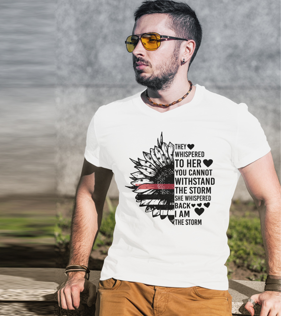 I Am The Storm Sunflower American Flag Veteran T-Shirt