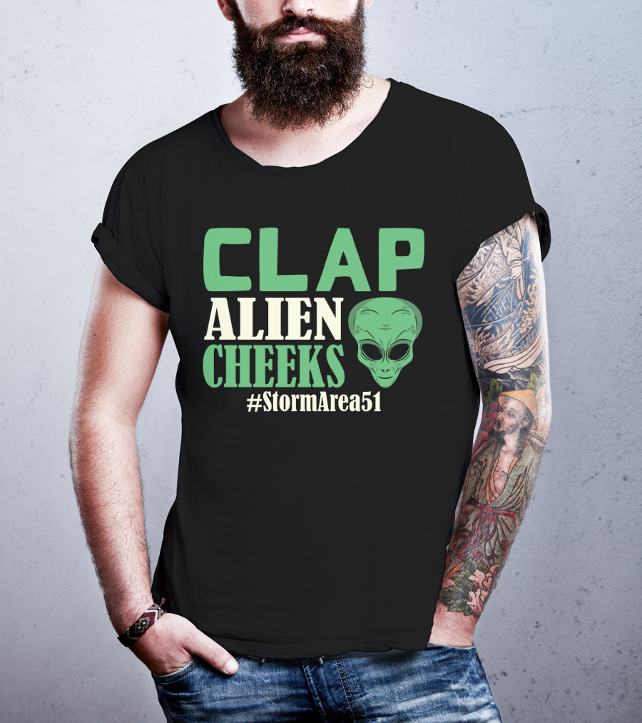 Clap Alien Cheeks Alien Head Graphic Hashtag Storm Area 51 Fun Run T-Shirt