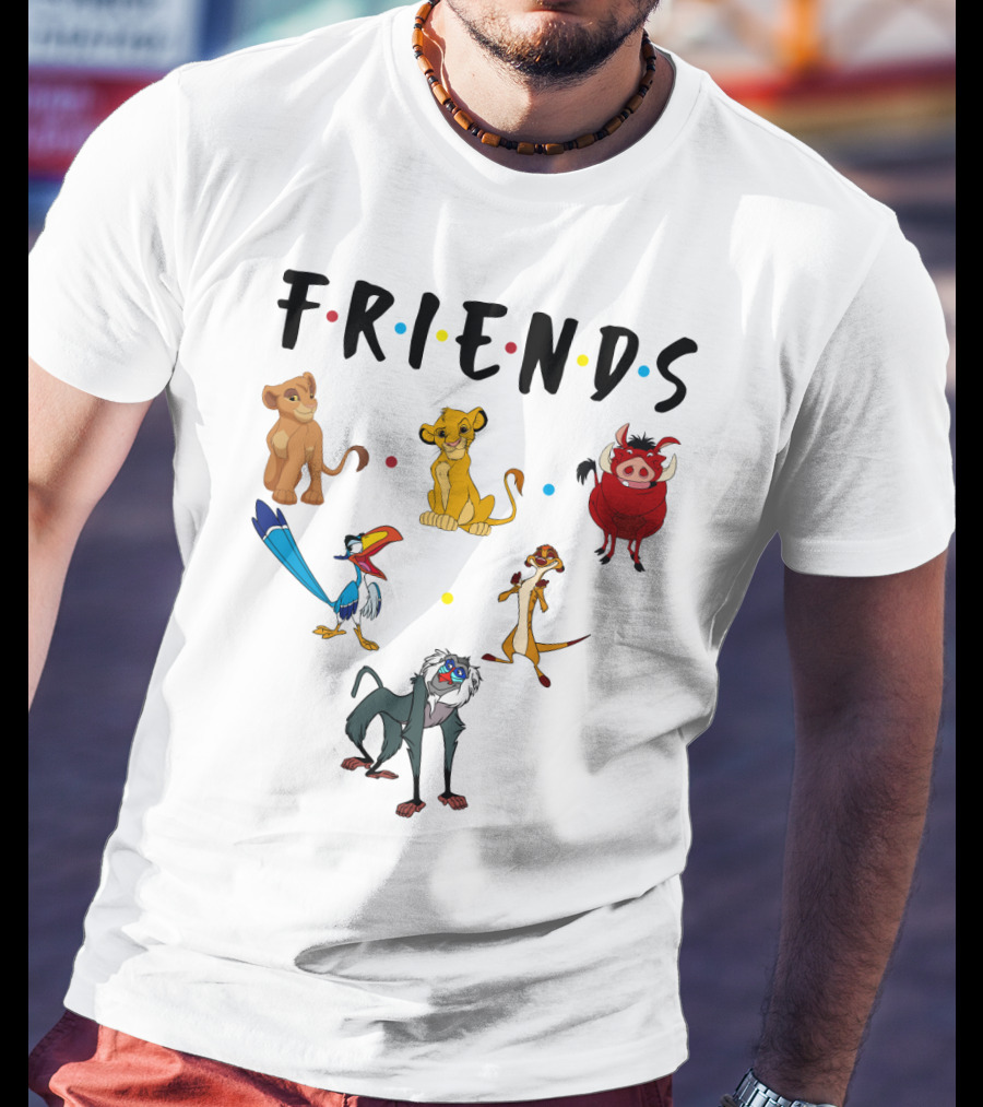 Friends The Lion King Simba Pumbaa Timon Rafiki Zazu Cartoon Characters T-Shirt