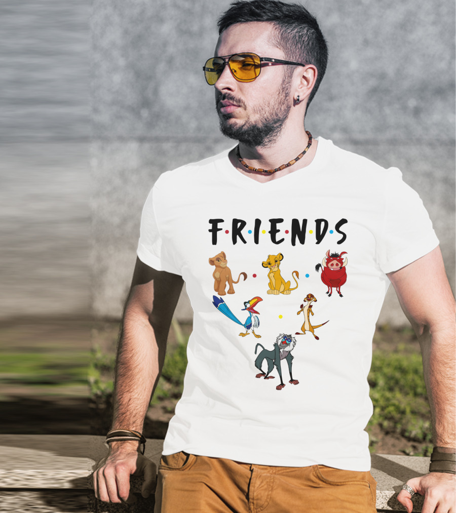 Friends The Lion King Simba Pumbaa Timon Rafiki Zazu Cartoon Characters T-Shirt
