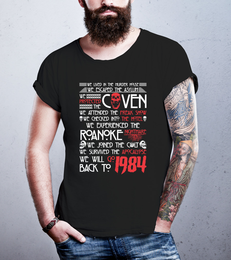 American Horror Story Journey: Murder House, Asylum, Coven, Freak Show, Hotel, Roanoke, Cult, Apocalypse, 1984 T-Shirt