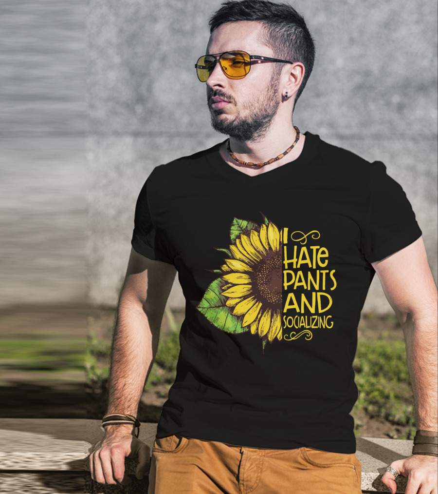 Sunflower I Hate Pants And Socializing Funny Girls' T-Shirt