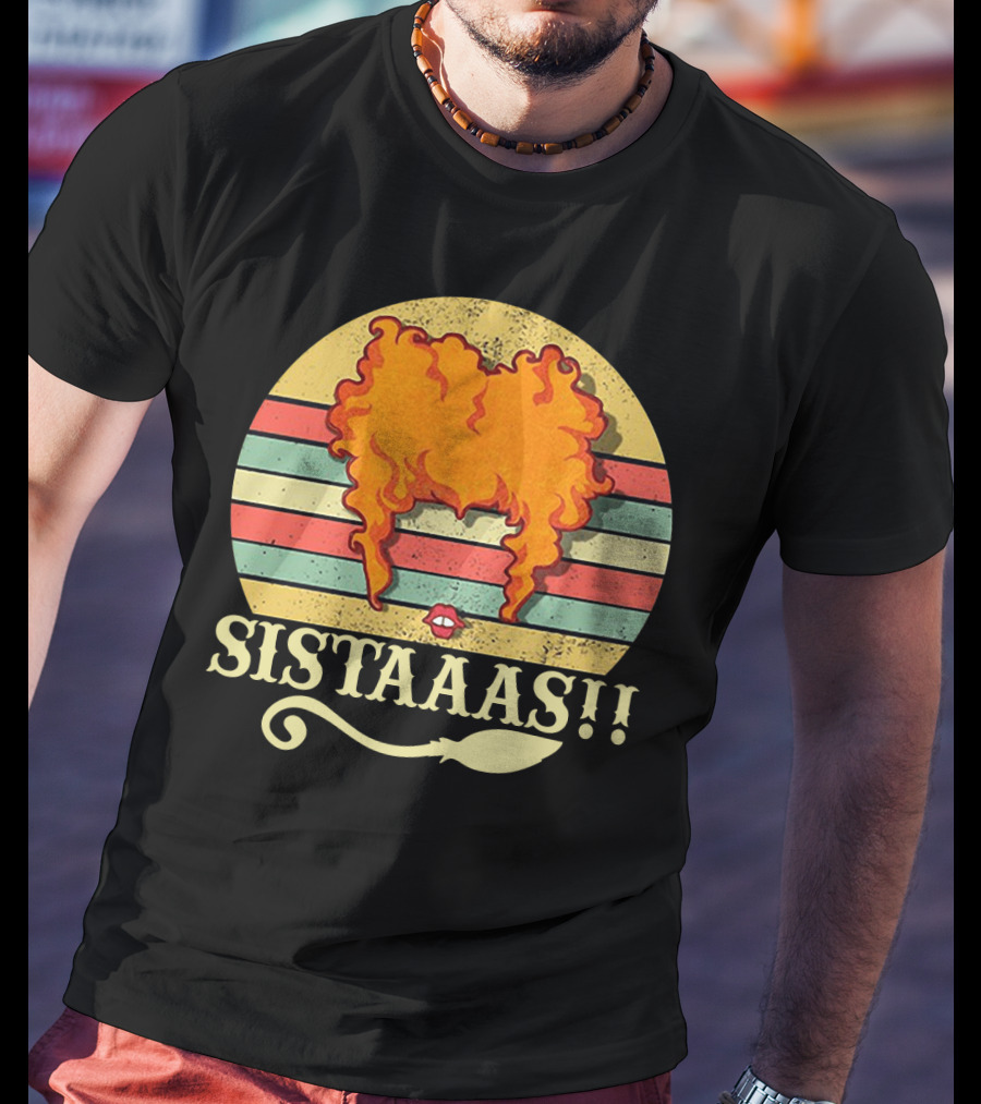 Sistaaaas Winifred Sanderson Sunset Hair Hocus Pocus Vintage Stripes T-Shirt