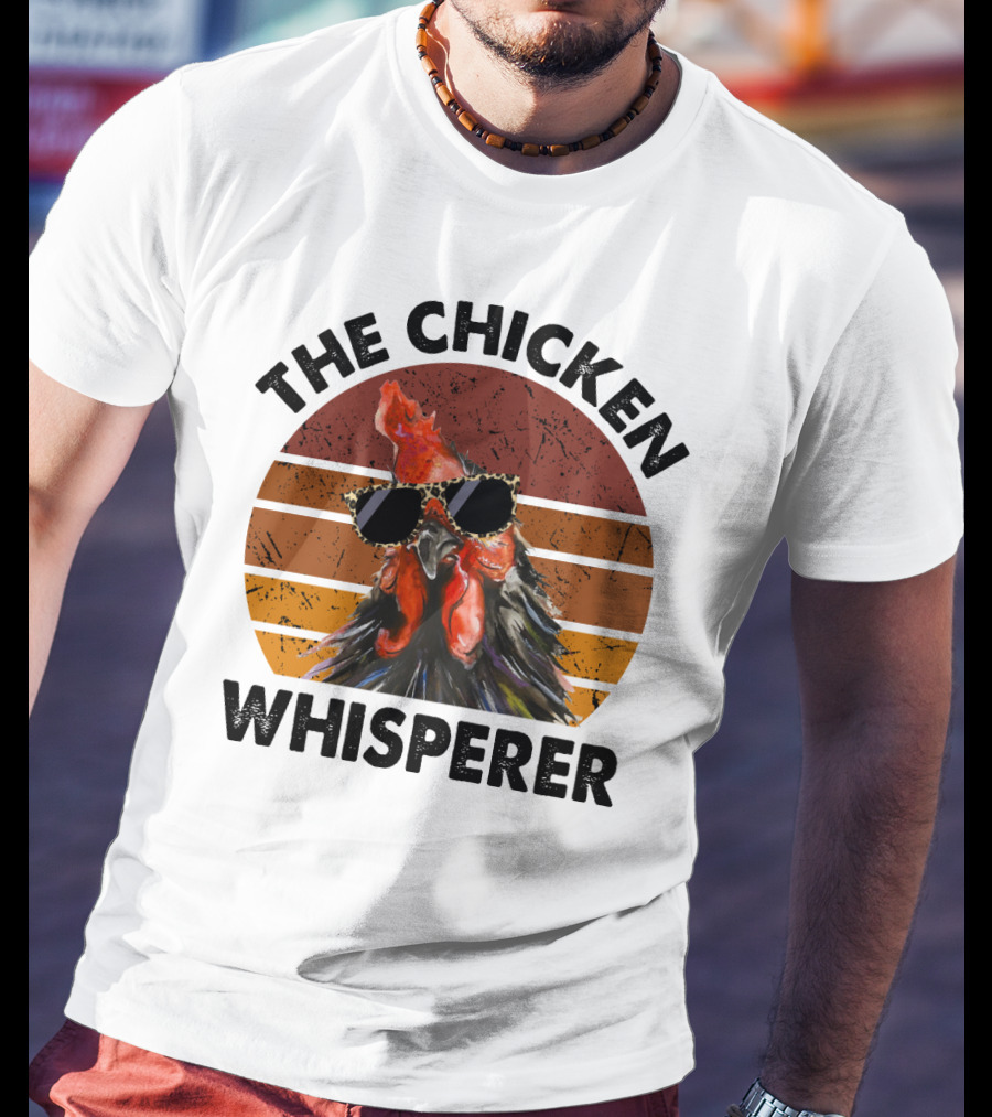 The Chicken Whisperer Retro Sunglasses Vintage Sunset Chicken T-Shirt