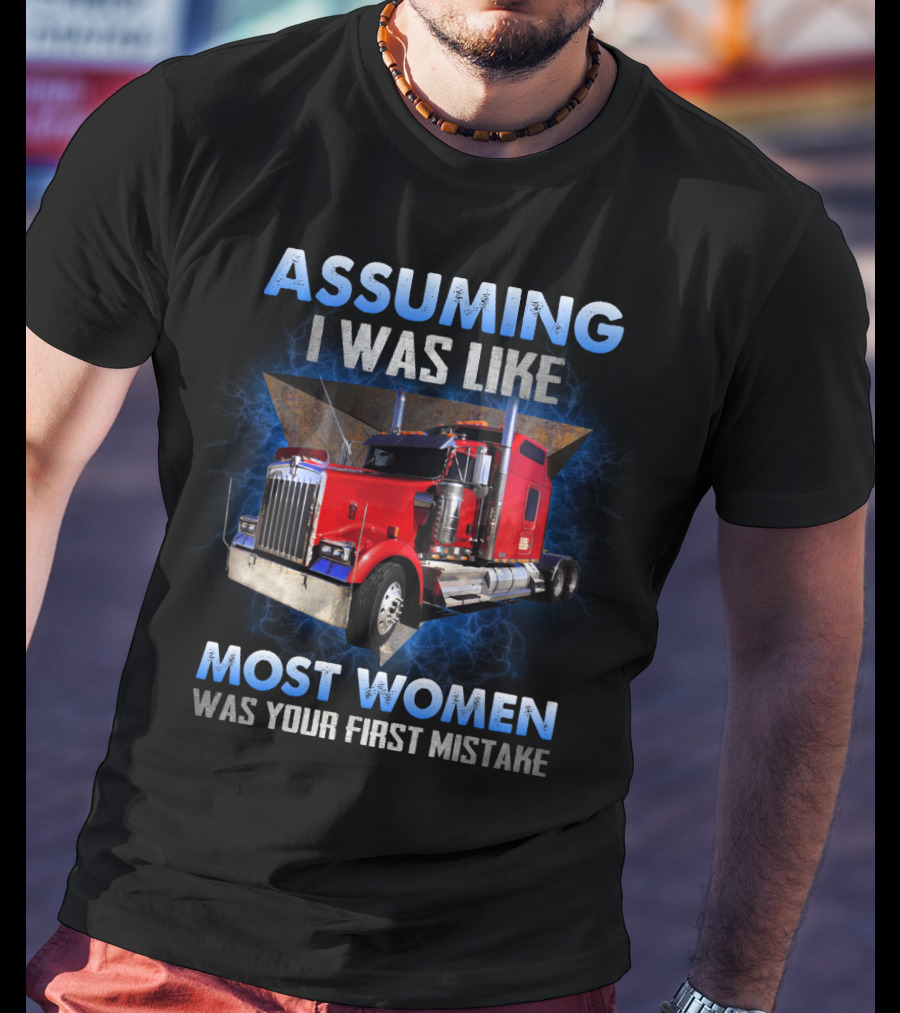 Bold Female Trucker Empowerment With Powerful Red Truck Imagery And Defiant Message T-Shirt