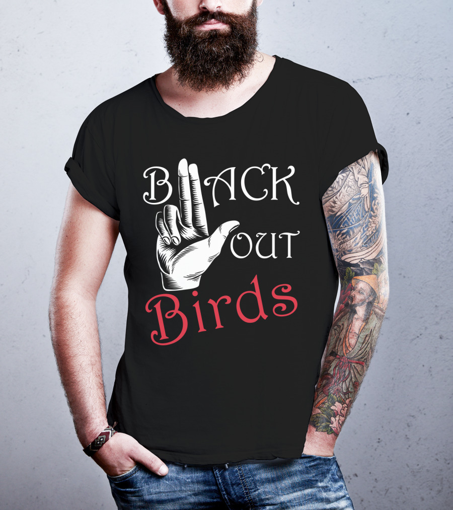 Back Out Birds Funny Pitbull Dog Lovers Sarcasm Hand Gesture T-Shirt