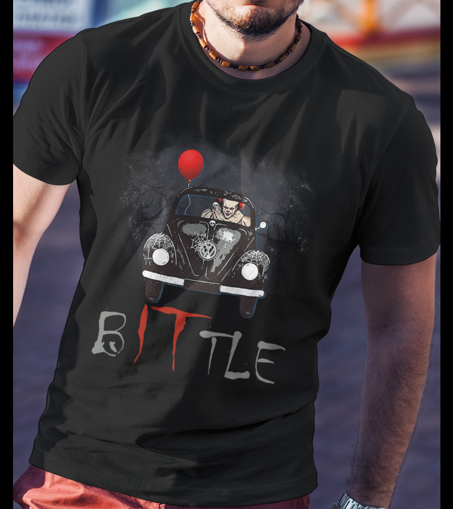 Bittle IT Clown Driving Horror Volkswagen Beetle With Red Balloon T-Shirt