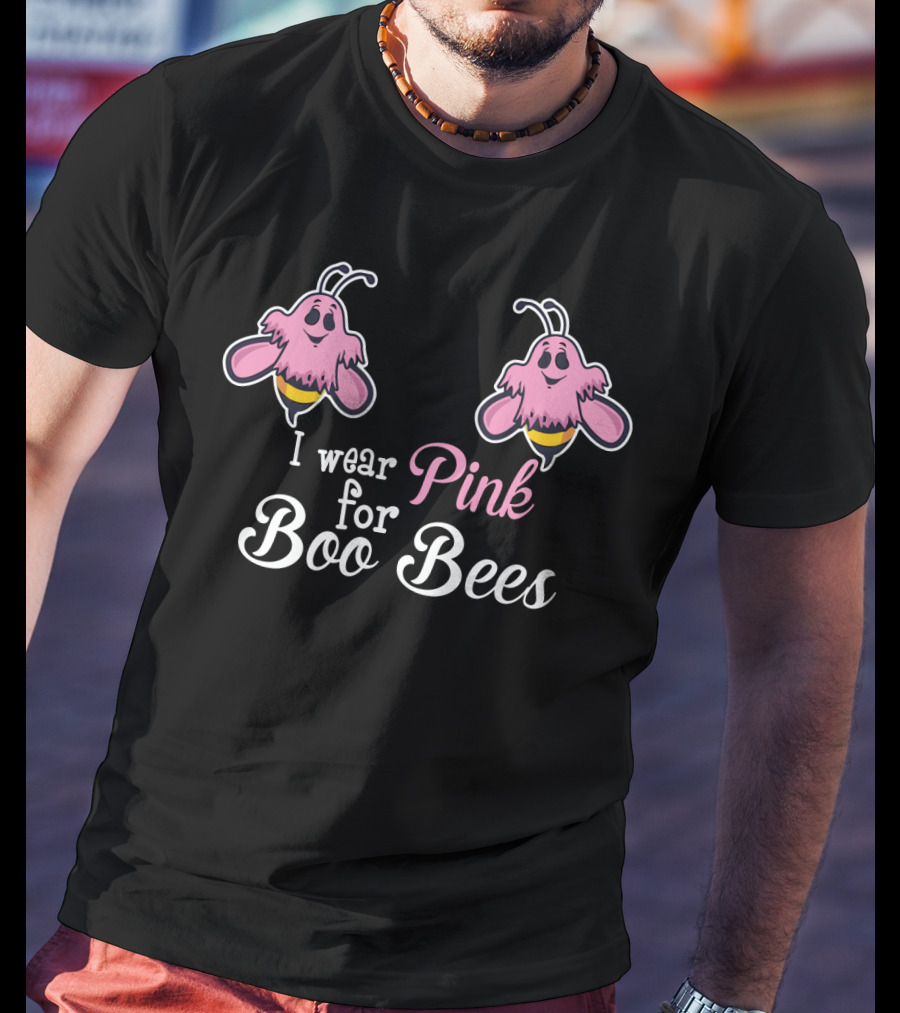 I Wear Pink For Boo Bees Funny Halloween Breast Cancer Awareness T-Shirt