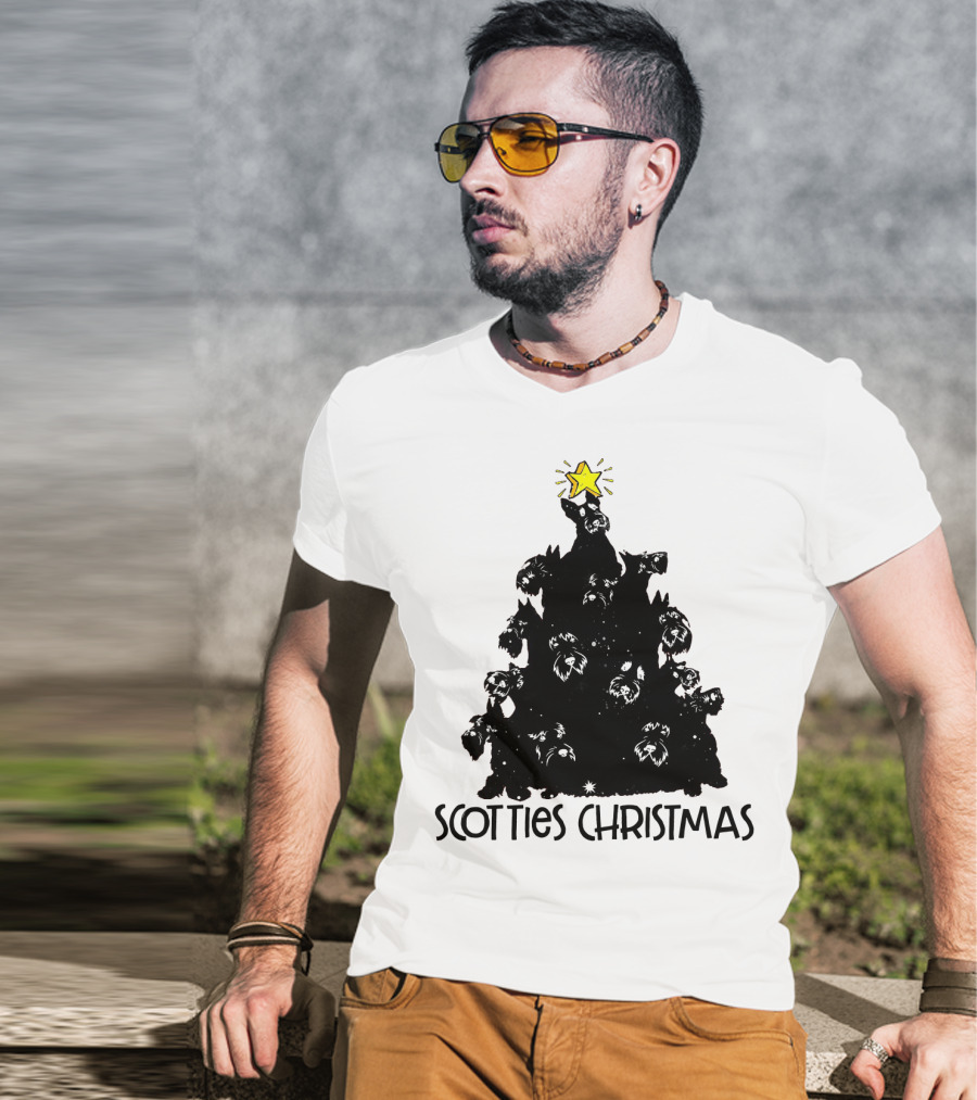 Scotties Christmas Tree With Star T-Shirt