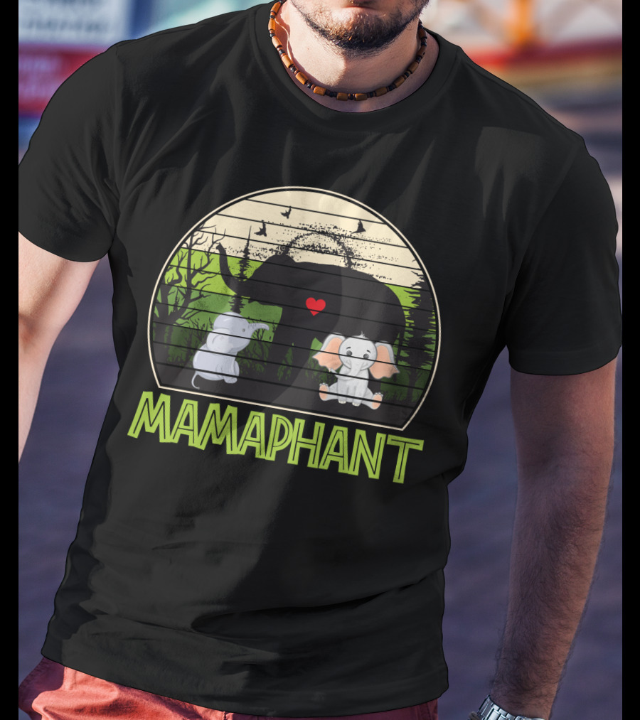 Mamaphant Cute Elephant Mom With Heart And Baby Elephants T-Shirt