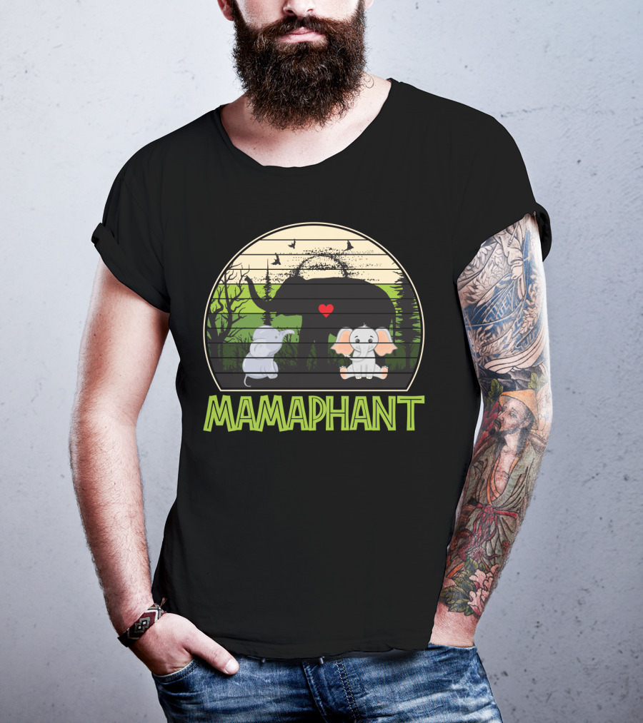 Mamaphant Cute Elephant Mom With Heart And Baby Elephants T-Shirt