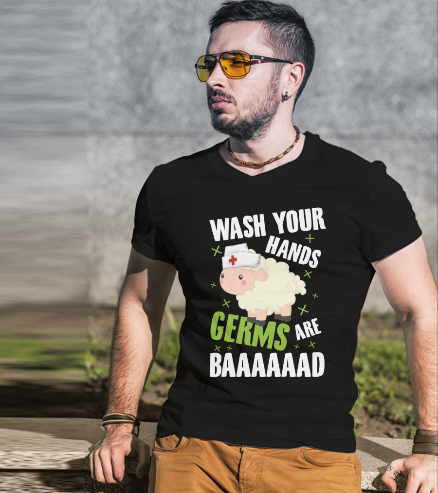 Wash Your Hands Germs Are Baaaaad Funny Nurse Sheep T-Shirt