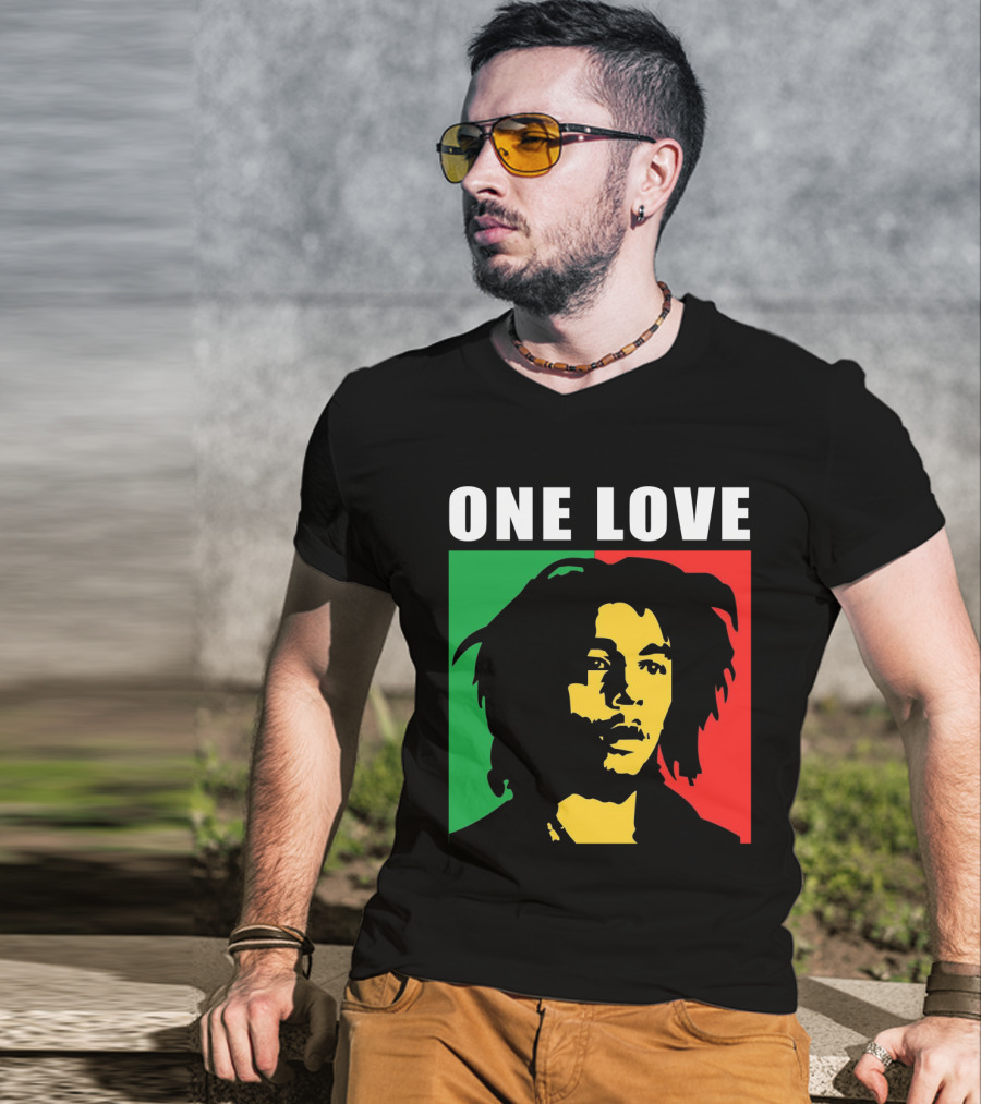 One Love Bob Marley Rasta Colors T-Shirt