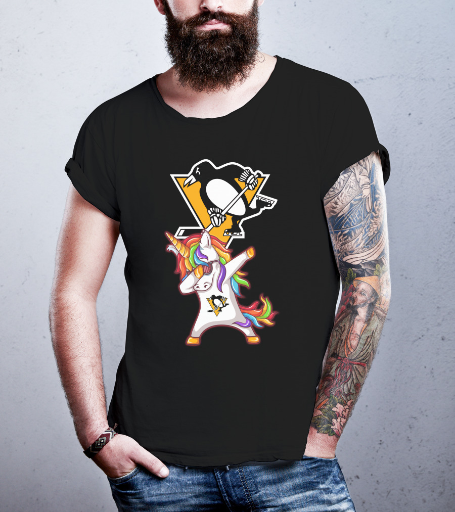 Unicorn Dabbing Penguins Pittsburgh Hockey T-Shirt