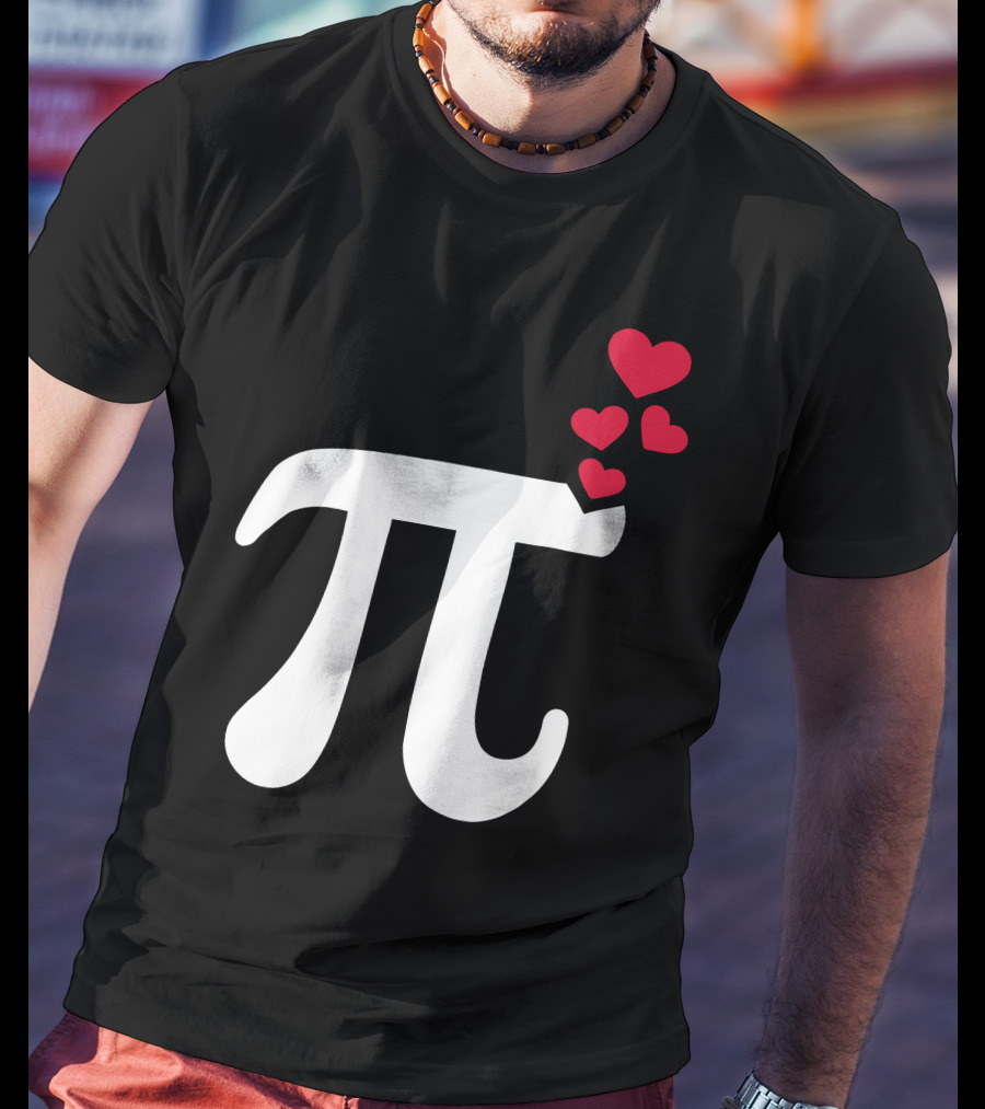Pi Symbol With Red Hearts T-Shirt