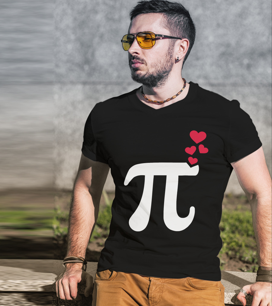 Pi Symbol With Red Hearts T-Shirt